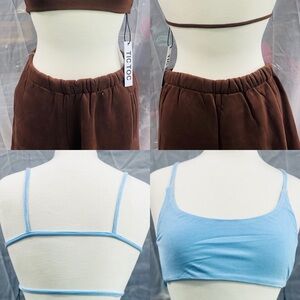 Brown and Blue Strappy Crop Tops